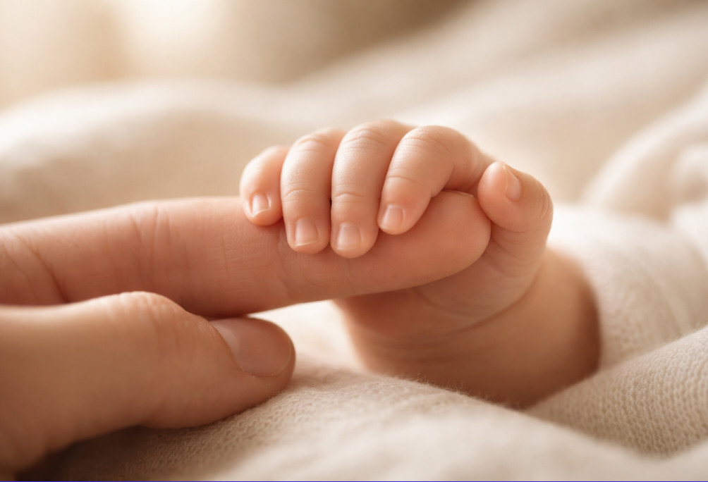 Dłonie dziecka trzymane przez dorosłych